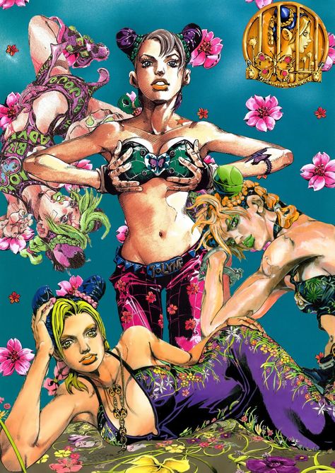 Jojo Magazine Cover, One Piece In Jojo Style, Jolyne Kujo Butterfly Tattoo, Jolyne And Emporio, Jjba Jolyne Fanart, Jolyne Kujo Wallpaper Iphone, Jjba Fashion Inspiration, Jojo's Bizarre Adventure Fashion, Jolene Cujoh