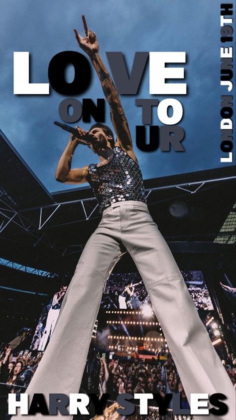 poster for harry styles love on tour London June 19th Cute Harry Styles Posters, Harry Styles Wall Collage, Harry Styles Homescreen, Love On Tour Poster, Hs Wallpapers, Concert Wall, Harry Posters, 1d Posters, Collage Wall Prints