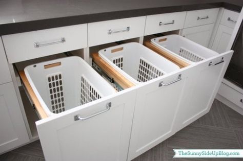 6 DIY Laundry Sorters to Get You Organized - The Cameron Team Laundry Room Hamper, Room 101, Laundry Room Hacks, Laundry Sorter, White Shaker Cabinets, Laundry Room Remodel, Laundry Room Inspiration, Laundry Room Cabinets, Diy Laundry