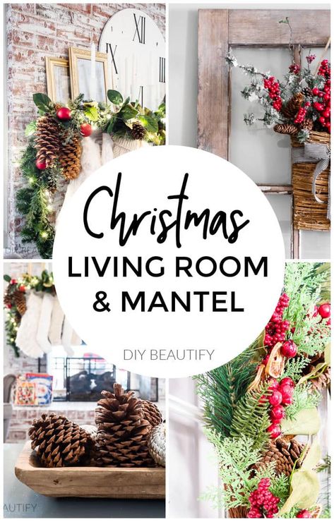 Red, white and gold Christmas mantel and living room plus tips for adding a full and lush holiday garland to your mantel for under $35! Christmas Mantels Red And White, Red And White Christmas Mantel Ideas, Red And Gold Christmas Decor Living Room, Mantle Greenery, Farmhouse Christmas Living Room, White And Gold Christmas, Lush Christmas, Diy Mantel, Christmas Living Room Decor