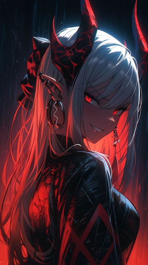 Neon Girl, Samurai Anime, Anime Elf, Anime Devil, Anime Monsters, Anime Inspired Outfits, Demon Girl, Gothic Anime, Anime People