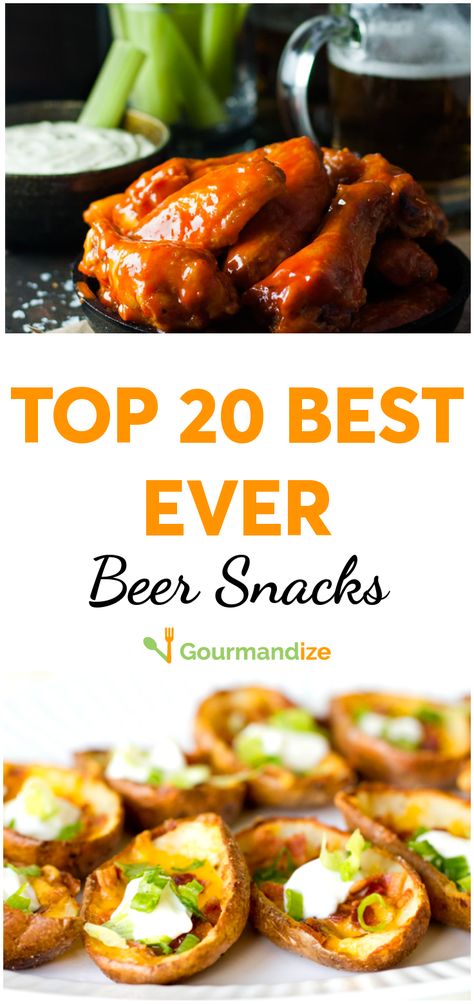 Some foods go down better with beer than others. Here are our top 20 picks for the best beer snacks ever!  #snacks #appetizers #fingerfood #recipes #bestrecipes #beersnacks #gamedayrecipes #barfood Desserts That Go With Beer, Food That Pairs With Beer, Best Bar Food Ideas, Pub Food Ideas Appetizers, Brewery Snack Ideas, Beer Party Food Ideas, Beer Themed Party Food, Beer Food Pairings Appetizers, Snacks For Beer Tasting Party