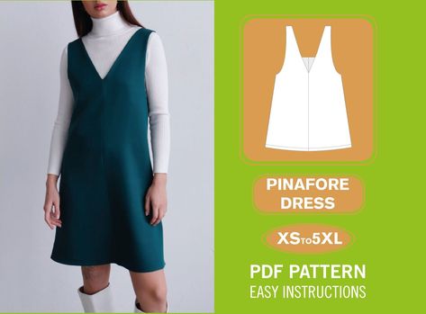 Pinafore Dress Pattern | Overall Dress Sewing Pattern | PDF Sewing Pattern | Pinafore pattern | Sewing Pattern Beginner | Jumper Pattern Overall Dress Sewing Pattern, Diy Pinafore Dress, Pinafore Dress Pattern Free, Pinafore Dress Pattern, Pinafore Pattern, Dress Sewing Patterns Free, Sewing Guide, Jumper Pattern, Jumper Patterns