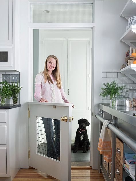 Interior pet door DIYed from traditional door - love this idea! Update Interior Doors, Interior Design Minimalist, Half Doors, Smart Tiles, Decor Ikea, Pet Door, Lan Can, Dubai Hotel, Dutch Door