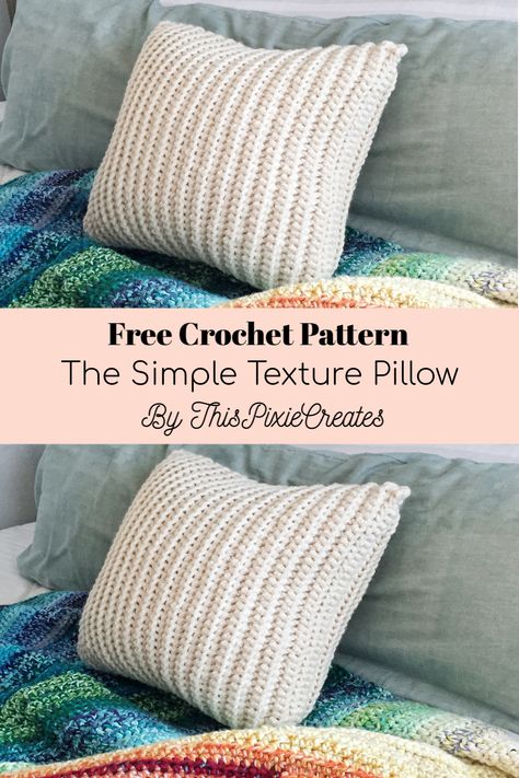 Welcome to another crochet project that will add some coziness to your space.  Not only does this pillow look pretty, it's also comfy, and functional. This pillow case is designed to be removable, so you can wash it without having to make a trip to the dry cleaners. It is made with super bulky yarn and a large crochet hook, so it works up quickly! Instructions are provided to customize the size of your pillow cover. If you have mastered the single crochet stitch, this is a great project for you! Cushion Design Ideas, Crochet Pillow Case Pattern, Pillow Cover Crochet Pattern, Bulky Yarn Crochet, Texture Pillow, Crochet Pillow Patterns Free, Easy Beginner Crochet Patterns, Crochet Pillow Cases, Crochet Cushion Pattern