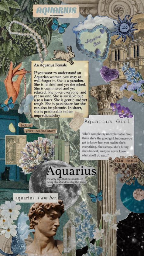 #aquarius #blue #aesthetic #nature #vibes #wallpaper #vintage #zodiac #astrology #astronomy Blue Aesthetic Nature, Zodiac Aesthetic, Aquarius Blue, Aquarius Aesthetic, Aquarius Art, Vintage Zodiac, Aquarius Rising, Aquarius Life, Aquarius Truths