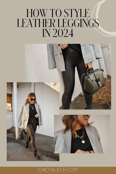 One of the hottest fashion trends of 2024 is leather leggings! Today CHIC TALK is sharing this casual chic outfit she created using leather leggings for you to recreate. Visit the blog to shop the full outfit and follow for more casual chic outfits, style guides, and 2024 winter fashion. Espresso Leggings Outfit, Women’s Leather Leggings Outfit, Faux Leather Leggings Outfit Casual, Chic Leather Leggings For Winter, Winter Leather Leggings In Sleek Style, Chic Brown Fall Leggings, Sleek Faux Leather Leggings For Winter, Brown Leather Leggings Outfit, Leather Leggings Outfit Fall