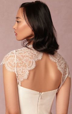 Gorgeous lace wedding dress @BHLDN Bolero Jacket Wedding, Wedding Jackets, Applique Jacket, Poet Sleeve, Bhldn Wedding Dress, White Bridal Gown, Bridal Bolero, Sheath Wedding, Wedding Dresses 2014