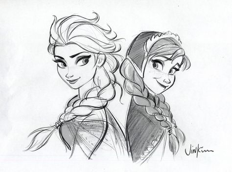 Elsa & Anna Elsa Anna Tattoo, Elsa And Anna Sketch, Frozen Elsa Drawing, Elsa Tattoo Frozen, Anna Elsa, Disney Princess Sketches, Elsa Drawing, Princess Sketches, Frozen Drawings