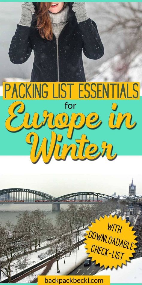 Packing Essentials: Packing List for Europe in Winter Europe In The Winter, Europe Winter Packing, Packing List For Europe, Packing Advice, Europe In Winter, Europe Winter Travel, Europe Packing, Italy Winter, Germany Christmas