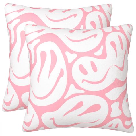 PRICES MAY VARY. Velvet 🥰 Made from premium velvet fabric, these preppy pillow covers are soft to the touch, cozy. Perfect for adding a touch of color to your preppy room. 🥰 The zipper closure is well concealed so that it looks just like the other seams. Smooth zipper sliding makes it easy to insert and take out the pillow insert. 🥰 These preppy pillow covers feature funny smiling face designs that are sure to bring a smile to everyone who sees them. There's nothing like this smiley face pill