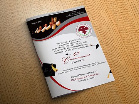 Graduation program covers. on Behance Program Cover Design, Graduation Program, Ceremony Program Template, Pamphlet Template, School Brochure, Brochure Psd, Booklet Template, Graduation Templates, Pamphlet Design