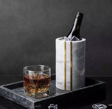 Marble Wine & Champagne Chiller Bucket - 750 ml Bottle Cooler for Bar Cart Decor, Parties, & Dinner - Marble Utensil Holder & Vase for Kitchen - Ideal Gift for Wine Lovers & Bridal Shower Marble Utensil Holder, Wine Chiller Bucket, Kitchen Ideals, Cart Decor, Wine Tasting Party, Tasting Party, Bar Cart Decor, Black Vase, Marble Coasters