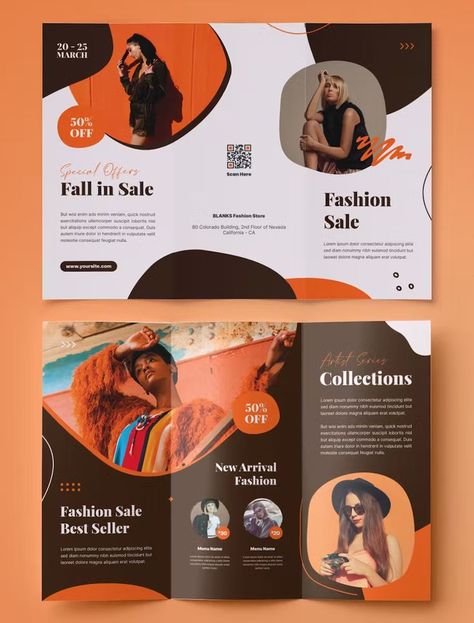 Fashion Trifold Brochure Template AI, EPS, PSD Digital Fashion Design, Art Competition Ideas, Boutique Clothing Store, Trifold Brochure Design, Graphic Design Brochure, Trophy Design, Brochure Design Inspiration, Trifold Brochure Template, Trifold Brochure