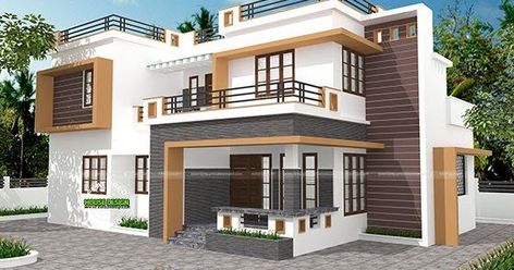 Contemporary style 4 bedroom house in 1700 square feet by First concept from Palakkad, Kerala Front Elevation Colour Combination, Elevation Colour Combination, House Outside Colour Combination, Contemporary Home Design, Kerala Home, House Architecture Styles, House Outer Design, Small House Front Design, Contemporary House Exterior