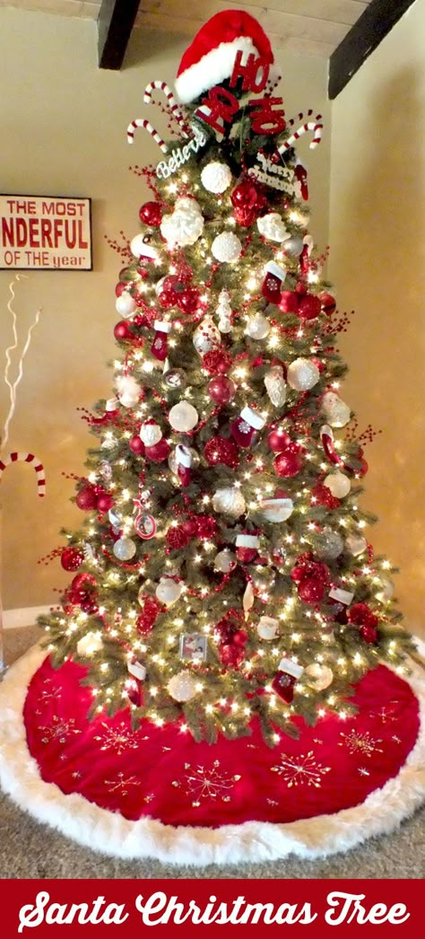 I have finally figured out the perfect formula for Christmas Tree Decorating and I share these tips and tricks in my Santa Christmas Tree decorating tutorial. Follow us us for more fun Christmas Decorating ideas. Christmas Tree Inspo, Christmas Tree Decorated, Christmas Tree Decorating Themes, Christmas Tree Inspiration, White Christmas Trees, Oh Christmas Tree, Tree Decorating, Beautiful Christmas Trees, Christmas Decorating Ideas