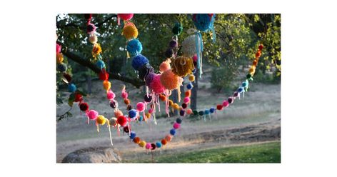 Pom-Pom Hangings Mexican Pom Pom Garland, Boho Llama, Pompon Diy, Clover Pom Pom Maker, Mexican Stuff, Pom Wreath, Pom Pom Decorations, Diy Pom Poms, Pom Pom Wreath