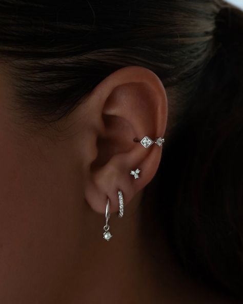 Ear stack favourites from our Black Friday sale🤩 Save up to 70% on stunning sterling silver jewels!💫 Silver Earrings Combo, Silver Piercing Stack, Silver Earing Stacks, Ear Stacking Ideas Silver, Ear Stack Silver, Silver Earring Stacks, Silver Stacked Earrings, Earring Stacks Silver, Silver Ear Stack