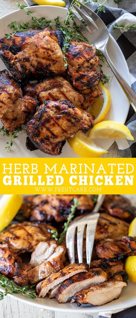 Grilled Herb Marinated Chicken Herb Marinated Chicken, Oven Grilled Chicken, Flavorful Grilled Chicken, Chicken Breast Marinade Recipes, Herb Chicken Recipes, Chicken Breast Marinade, Fresh Herb Recipes, Easy Chicken Marinade, Marinated Chicken Recipes