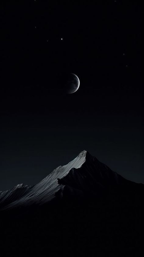 Mountain and moon astronomy outdoors nature.  | premium image by rawpixel.com / Techi Mountain And Moon, Iphone Wallpaper Dark, Iphone Wallpaper Black, Minimalist Wallpaper Phone, Creative Backdrops, The Weeknd Poster, Phone Wallpaper Boho, Brain Puzzles, Iphone Wallpaper Stills