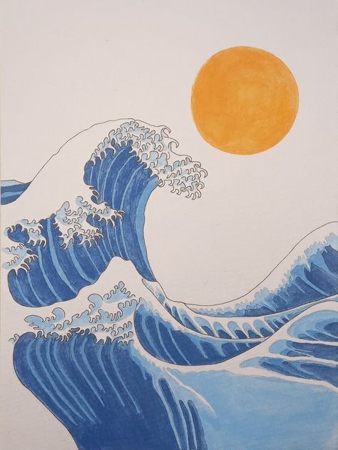 Wave Crashing Drawing, Ocean Waves Drawing Simple, Water Waves Drawing, Sea Waves Drawing, Blue Drawings Aesthetic, Ocean Waves Drawing, Ocean Wave Drawing, Ocean Drawing, Sea Drawing