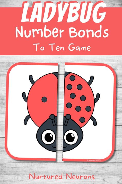 Looking for a fun and engaging way to help your little ladybird lovers practice their math skills?   This Ladybug Number Bonds to 10 game is a great activity for those creepy crawly fans!  Your little ones will need to carefully count the spots on one side of the ladybug, then find the matching half to complete the number bond to ten.  #SpringMath #Ladybugs #CreepyCrawlies #NumberBonds #KindergartenMath #MathCenters #EarlyMath #Kindergarten Number Bonds To 10 Activities, Number Bond Games, Number Bonds To 10, Phonics Printables, Elementary Lessons, Number Bond, Spring Math, Number Bonds, The Ladybug