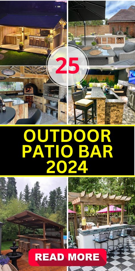 Top 25 Outdoor Patio Bar Ideas 2024 – Transform Your Backyard! - placeideal.com Bar In Backyard, Patio Bars Outdoor Diy, Small Bbq Area Ideas Outdoor, Small Tiki Bar Ideas, Backyard Bars, Small Outdoor Bar Ideas, Outdoor Patio Bar Ideas, Deck Bar Ideas, Outdoor Bars