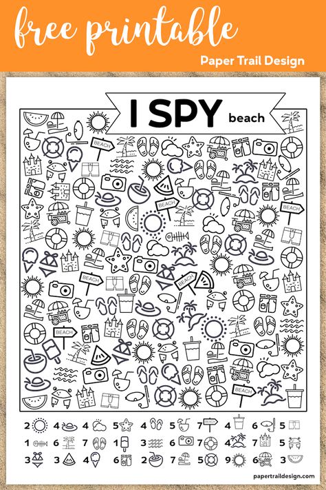 Summer School Activities, Beach Activity, Paper Trail Design, Summer Boredom, Free Printable Crafts, I Spy Games, Trail Design, Screen Free Activities, School Activity