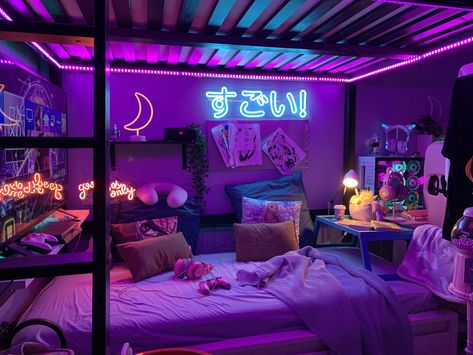 Shrimp on Twitter: "Havin a great night… " Egirl Bedroom Decor, Egirl Room Ideas, Egirl Bedroom, Egirl Room, Neon Room Decor, Dr Ideas, Caravan Ideas, Neon Bedroom, Ideas Decoracion