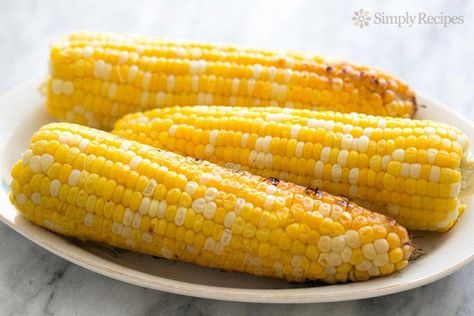 Grilled Corn on the Cob Grilled Corn On The Cob, Summer Dishes, Roasted Corn, Corn On The Cob, Corn Recipes, Simply Recipes, Grilled Corn, Corn Salads, Fresh Corn