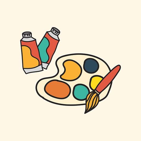 Stationary illustration drawing style | free image by rawpixel.com Art Materials Illustration, Stationary Illustration, Painting Icon, Art Palette, Palette Art, Drawing Style, Paint Supplies, Artist Life, Paint Palette