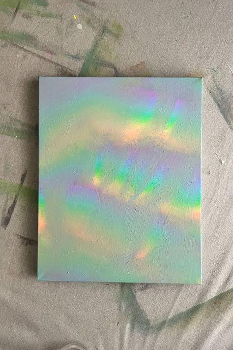 Holographic Paint, Rainbow Abstract Painting, Studio Floor, Rainbow Painting, Afternoon Sun, Rainbow Light, Arte Inspo, Abstract Canvas Art, Art Studies