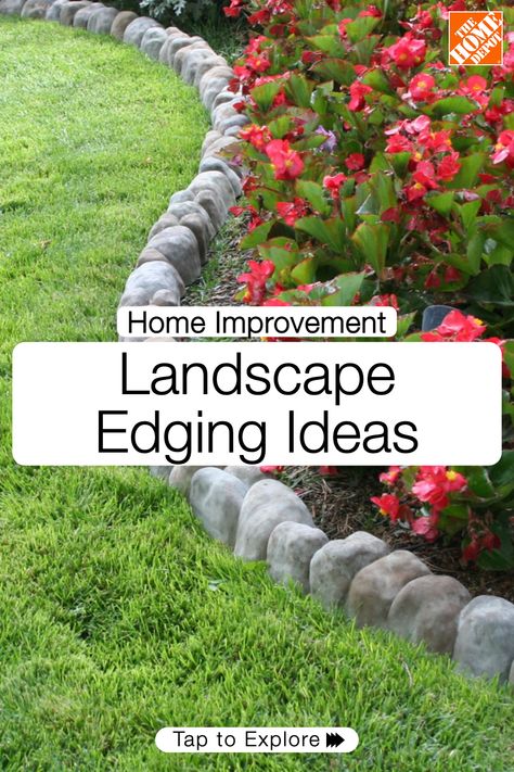 Make defining your yard easy with lawn edging. Find out which option works best for you, with tips and suggestions from The Home Depot. Tap to learn how to choose the perfect landscape edging for your garden, driveway and everything in between. Landscape Edging Ideas, Landscaping Edging, Curb Appeal Landscape, Tattoo Plant, Front Yard Garden Design, Edging Ideas, Landscape Edging, Lawn Edging, Diy Backyard Landscaping