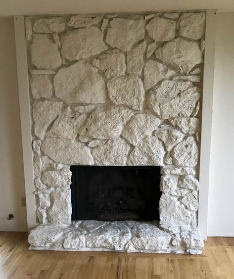 8 before and afters you don't want to miss! Stone Fireplace Makeover Before After, Rock Fireplace Makeover Before And After, Painted Stone Fireplace Before And After, Fireplace Before And After, Fireplace Makeover Before And After, Hygge Room, Simple Mantle, Painted Stone Fireplace, Diy Shiplap Fireplace