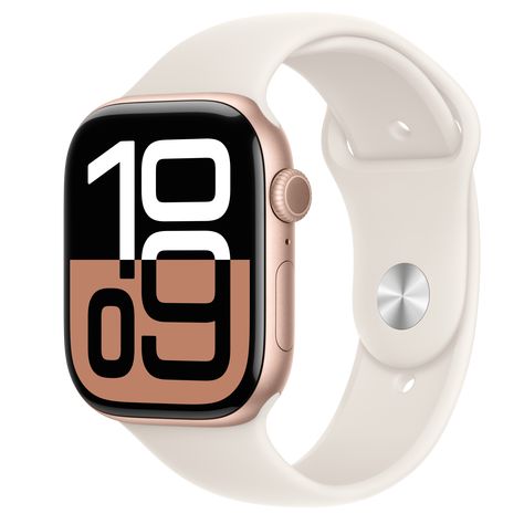 Buy Apple Watch Series 10 GPS, 46mm Rose Gold Aluminum Case with Starlight Sport Band - S/M Apple Smartwatch, Apple Fitness, Rose Gold Lights, Smart Watch Apple, Apple Watch 42mm, Sport Armband, Barometer, Retina Display, Activity Tracker