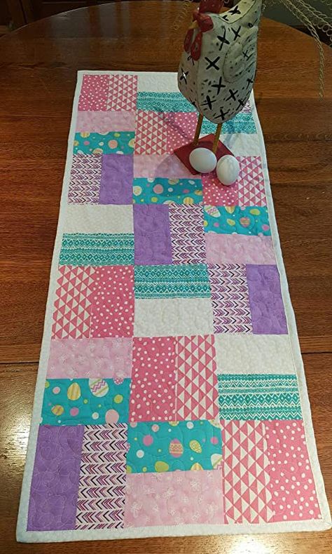 Easter Table Runner Pattern, Easter Table Runner, Easter Placemats, Table Runner Quilted, Table Topper Patterns, Spring Sewing, Easter Table Runners, Spring Table Runner, Quilted Table Topper