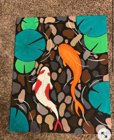 Painting Ideas On Canvas Big, Big Canvas Painting Ideas Easy, Koi Fish Acrylic Painting, Koi Fish Acrylic, Fish Acrylic Painting, Fish Acrylic, Acrylic Painting Ideas On Canvas, Easy Acrylic Painting Ideas, Poster Color Painting