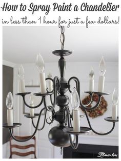 Spray Painted Chandelier, Brass Chandelier Makeover, Ball Jar Lights, House Chandelier, Painting Patio Furniture, Wrought Iron Patio Set, Painting Light Fixtures, Painted Chandelier, Best Spray Paint