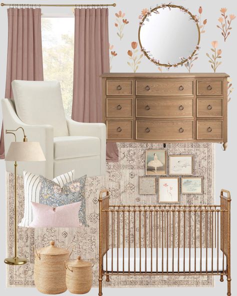 Vintage inspired nursery design 🪷 Nursery for girl, girl nursery, nursery decor Follow my shop @The.BasicBee on the @shop.LTK app to shop this post and get my exclusive app-only content! #liketkit #LTKhome #LTKkids #LTKbaby @shop.ltk https://liketk.it/4v9Rr Gold Crib Nursery, Nursery For Girl, Vintage Baby Girl Nursery, Vintage Girl Nursery, Girly Nursery, Baby Room Themes, Girl Nursery Room, Nursery Room Design, Baby Room Inspiration