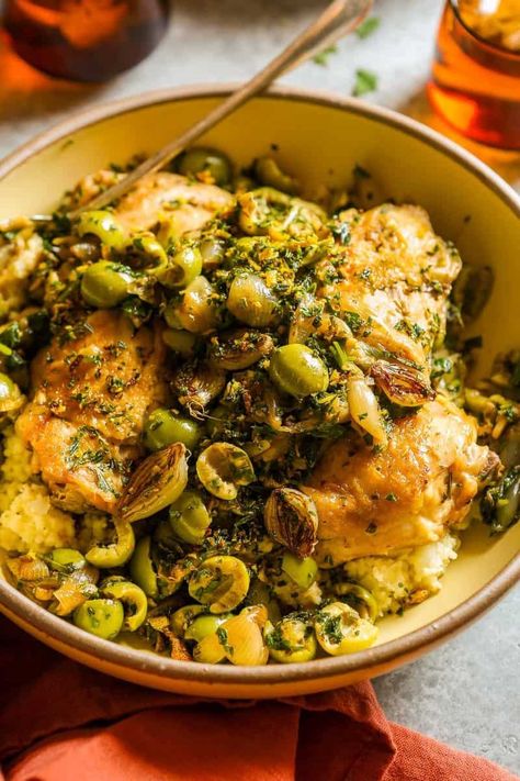 Martini Chicken — Zestful Kitchen Chicken Martini Recipe, Castelvetrano Olives, Chimichurri Chicken, Bone In Chicken Thighs, Martini Recipe, Martini Recipes, Boneless Chicken Thighs, Fresh Rosemary, Boneless Chicken