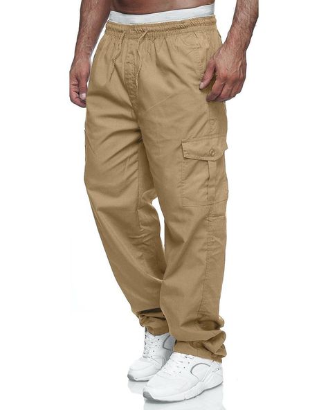 Mens Elastic Waist Pants, Mens Cargo Pants, Mens Cargo Trousers, Mens Joggers Sweatpants, Men Workout, Sweatpants For Men, Sweatpants With Pockets, Casual Cargo Pants, Mens Jogger Pants