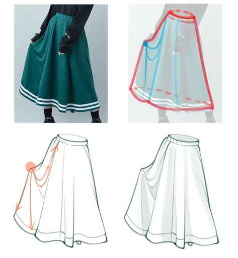 Clothing Tips Drawing, Clothes Study Drawing, Drawing Skirts Sketches, How To Draw A Long Skirt, Skirt Folds Reference, Clothing Folds Reference Photo, Long Skirt Drawing Reference, How To Draw Wet Clothes, How To Draw Fabric