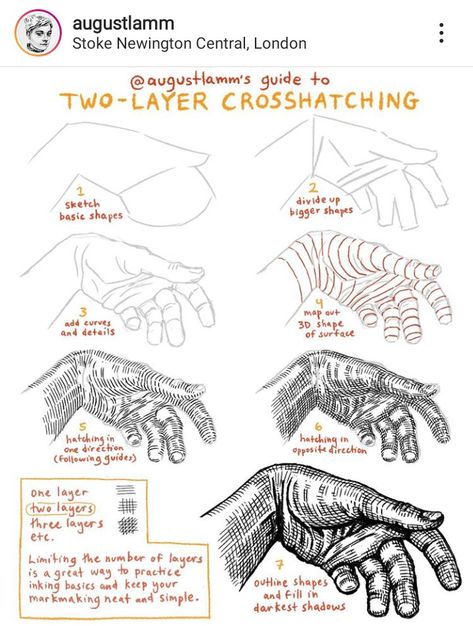 Cross Hatching Art, Hatching Art, Hand Tutorial, Hatch Drawing, Ink Drawing Techniques, Art Basics, Cross Hatching, Art Journal Techniques, Bd Comics