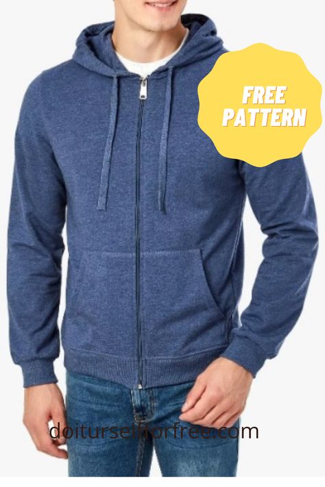 Sewing Mens Clothes Free Pattern, Hoodie Free Pattern, Sewing Patterns Free Men, Mens Clothing Patterns, Free Sewing Patterns Men, Sewing Mens Clothes, Masculine Sewing Patterns, Sewing Pattern Men, Free Pdf Sewing Patterns Men