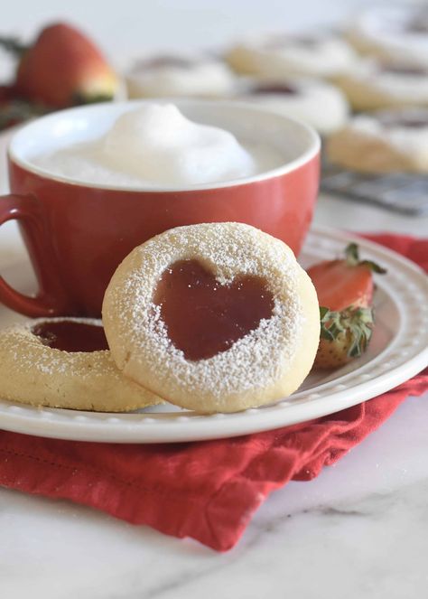 Cooking with Manuela: Heart Thumbprint Cookies Heart Thumbprint Cookies, Heart Thumbprint, Banana Trifle, Blueberry Yogurt Cake, Strawberry Heart, Banana Nut Muffins, Air Fryer Oven, Instagram Heart, Crumble Bars