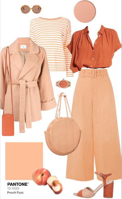 Pantone Peach Outfit | ShopLook Peach And Beige Outfit, Light Peach Outfit, Peachy Pink Outfits, Peach Clothes Aesthetic, Peach Color Clothes, Apricot Outfit Ideas, Apricot Color Outfit, Peach Outfits For Women, Peach Outfit Aesthetic