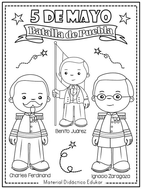 5 de Mayo - Aniversario de la Batalla de Puebla - EduKar 5 De Mayo, Saint Marys, Holiday Printables, Learning Spanish, Diy Videos, Free Coloring Pages, Printable Coloring Pages, Coloring Sheets, Printable Coloring