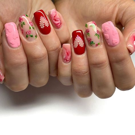 Valentines Nail Art Designs, Blooming Gel, Pink Nail Colors, Valentine Nail Art, Heart Nail Art, Nails Aesthetic, Pretty Nail Art Designs, White Nail Polish, Pretty Nail Art