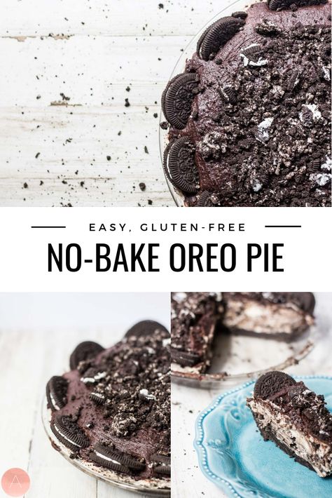 Gluten Free No Bake Pie, Gluten Free Oreo Pie, Gluten Free Oreo Dessert, Gluten Free Frozen Desserts, Oreo Pie Recipe, Gluten Free Chocolate Pie, No Bake Oreo Pie, Oreo Torte, Egg Free Desserts