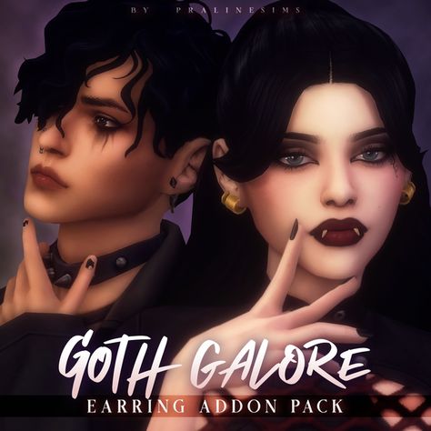 GOTH GALORE Earring Addon Pack | Patreon Sims 4 Mm Cc Goth, Goth Piercings, Sims 4 Cc Goth, Cute Bucket Hat, Vampire Clothes, Pelo Sims, Goth Hair, Sims 4 Mm Cc, Sims 4 Mm